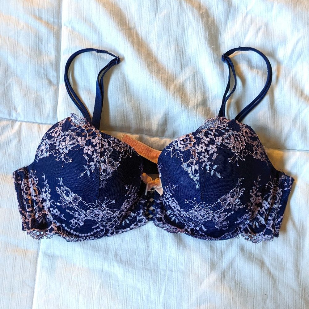 Matching Blue & Pink Lace bra and panty